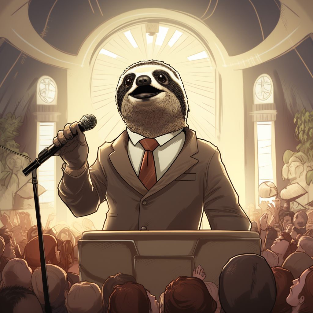 The Sloth. This public speaking persona is too slow to be taken seriously. 